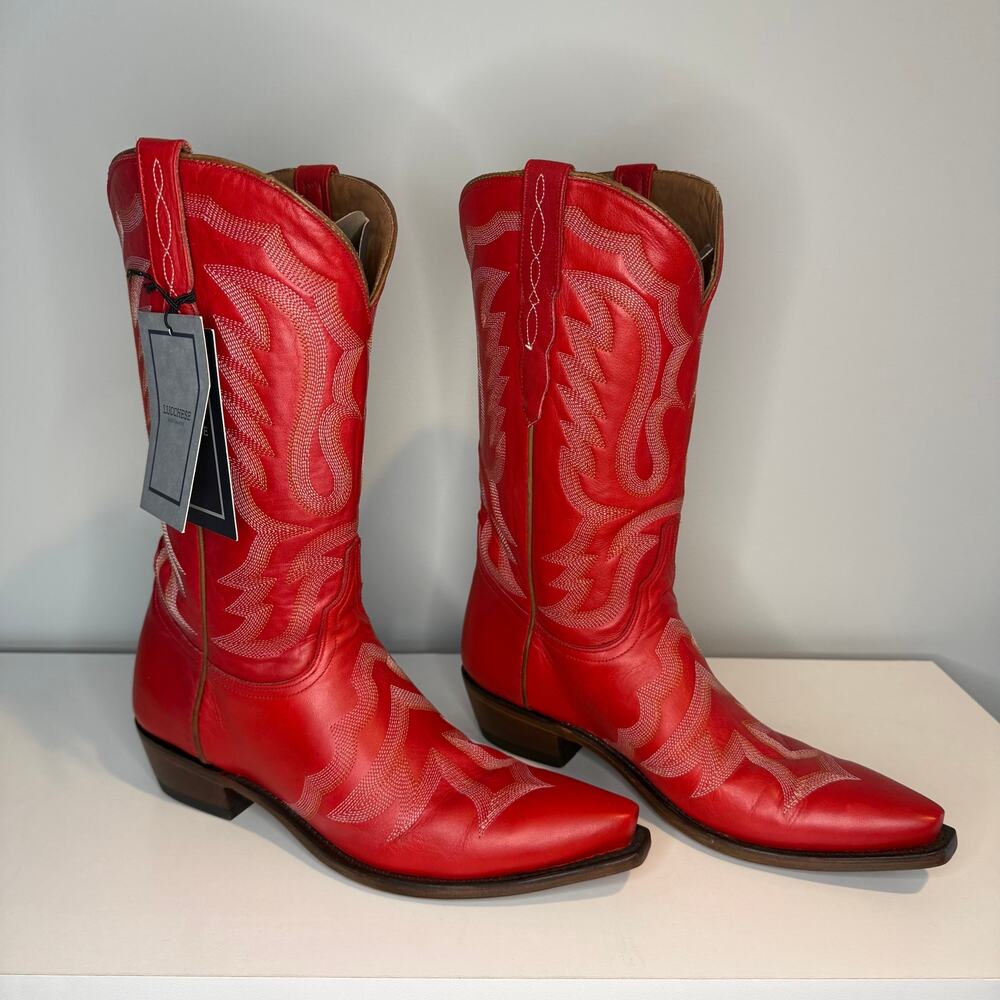 Lucchese Red Western Boots Women’s Size 11B Handmade Leather